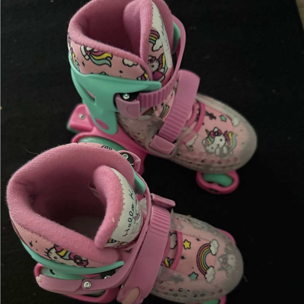 Hello Kitty Pink and Mint Kids Roller Sneakers/ Girls Skates - Like new